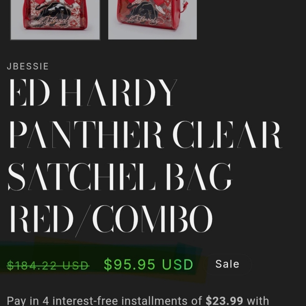 Ed Hardy Panther Clear Crossbody Satchel Beach Bag - Picture 9 of 13